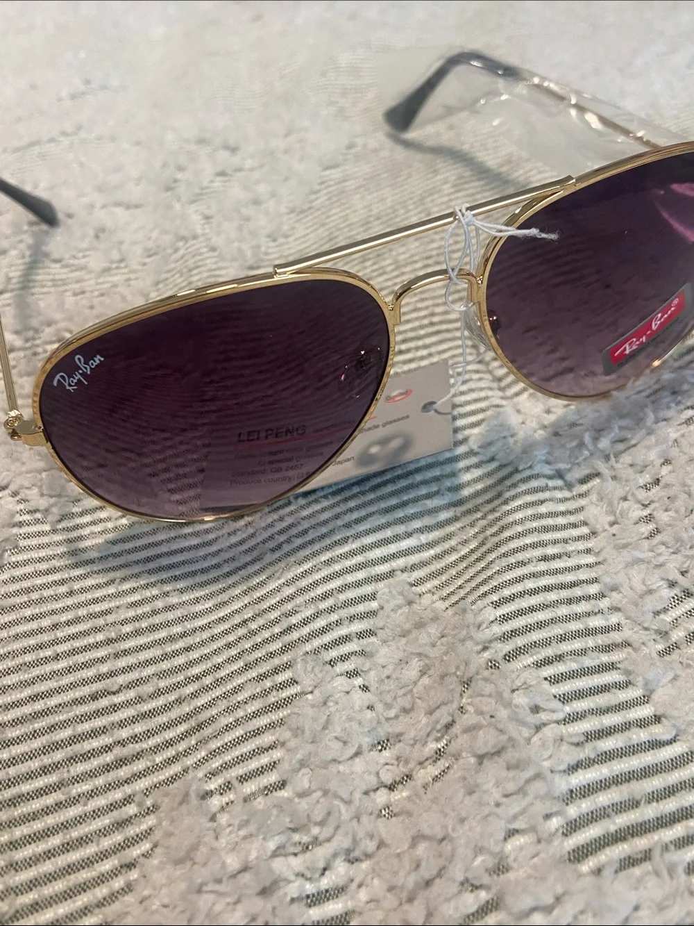 Gold Frame Sunglasses with Purple Lenses